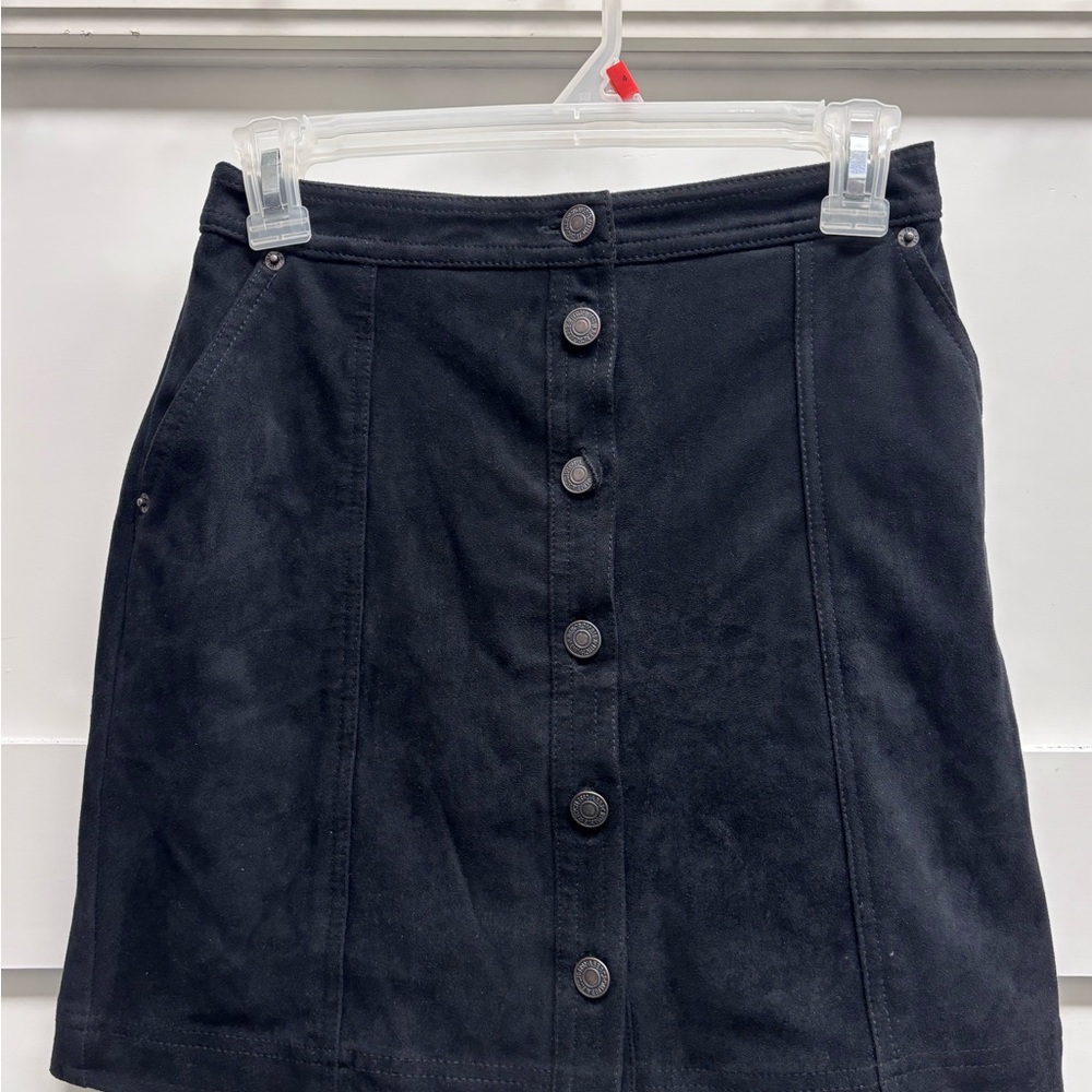 Abercrombie & Fitch Black Vegan Suede Mini Skirt